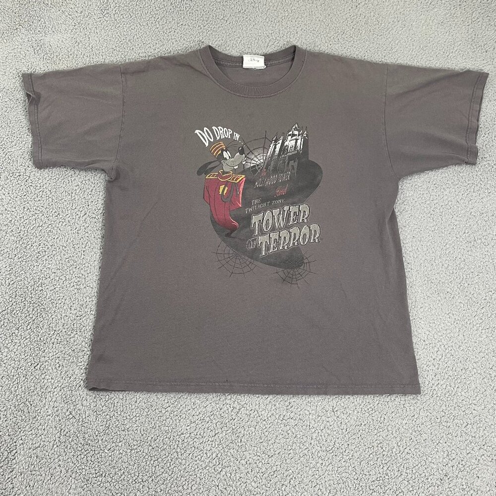 VTG Tower Of Terror Twilight Zone XL Gray Short Sleeve Disney Tee